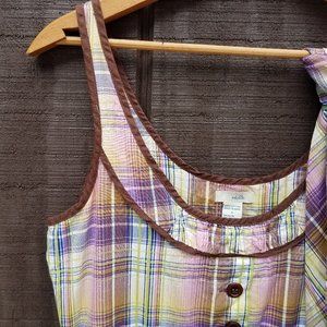 Anthro Odille Tank Dress w Belt/Ruffle, Madras, 6